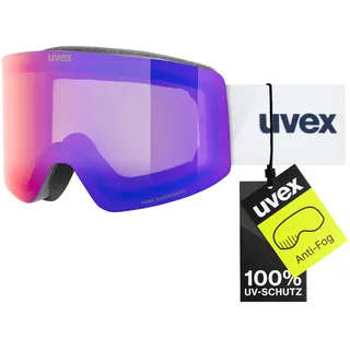 Uvex provoqe FM - stylische, verspiegelte Skibrille mit Anti-Fog-Beschichtung und Over-The-Glasses-Konstruktion für Damen und Herren - black matt mirror ruby one size