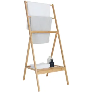 Relaxdays Handtuchständer , Hellbraun , Holz , 55x112x44.5 cm, , Badezimmer, Badezimmerausstattung, Handtuchhalter