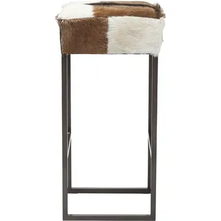 Kare Design Barhocker Country Life, Weiß/Braun, Sitzhocker, Stahlgestell, Ziegelfell Bezug, 74x35x35 cm (H/B/T)