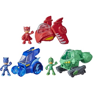 PJ Masks F2119 3-in-1-Jet, Vorschulspielzeug, Set mit 3 Fahrzeugen und 3 Action-Figuren für Kinder ab 3 Jahren, Multi