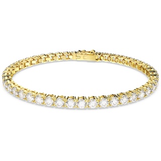 Swarovski Matrix Tennis Vergoldetes Armkettchen mit Strahlenden Swarovski Kristallen,Weiß/goldfarbene Beschichtung,S