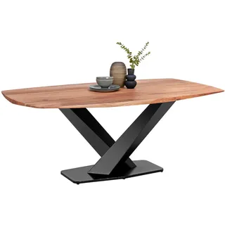 Landscape Esstisch , Akaziefarben , Holz , Akazie , vollmassiv , Holz , rechteckig , X-Form , 100x77.5x190 cm , gastro- und objekttauglich , Esszimmer, Esstische, Esstische