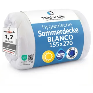 Sommerdecke 155x220 Blanco | Luftige Schlaf-Decke mit Feuchtigkeitsmanagement & hoher Atmungsaktivität | Optimale Hygiene für Allergiker | Perfekte Bettdecke für warme Nächte & im Sommer 155 x 220 cm