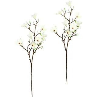 Flair Flower Magnolienzweig Kunstblume Magnolie Bündel Kunstpflanze Zweig Raumdeko Zarte Frühlingsdeko Dekozweig AST Einzelblume Knospen Blüten Hochzeit Bouquet Decor Seidenblumen Kunstblume Kunstzweig