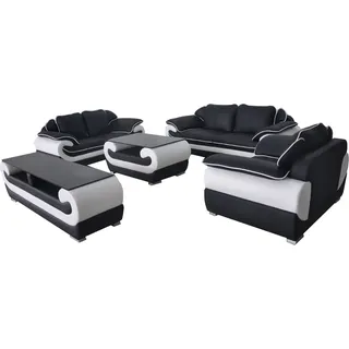 Leder Modern XXL Couch Wohnlandschaft Ledersofa Sofa Garnitur 3+2+1 D04 + Tisch