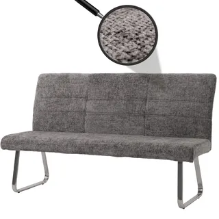 Mendler Sitzbank HWC-G55, Esszimmerbank Bank, Edelstahl gebürstet Stoff/Textil Chenille ~ dun