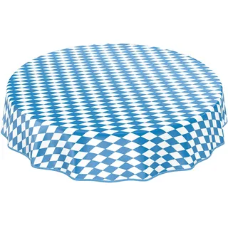 ANRO Wachstuch Tischdecke Wachstuchtischdecke Wachstischdecke Bayern Bayerische Raute Oktoberfest Rund 120cm eingefasst