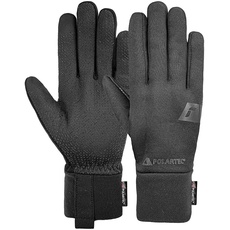 Reusch Power Stretch Touch-TEC kurzer Abschluss, schnelltrocknende Sporthandschuhe für Laufen Radfahren Wandern, Touchscreen Winter-Handschuhe, schwarz, 9.5