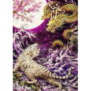 Diamantstickerei Tiger und Drache 45x60 cm