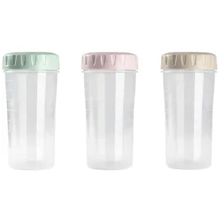 K&G 3er-Set Messbecher 500ml mit Luftdichtem Deckel, BPA-Frei, Spülmaschinenfest – Ideal für Küche, Stapelbar in Mint, Rosé & Taupe