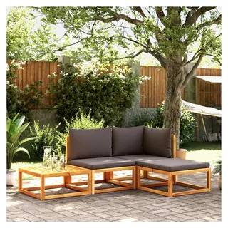 Kleine Balkon Lounge aus Holz, Ecklounge Set für Gartenmöbel, Sofa und Ecksofa für kleine Balkone, Terrassenmöbel und Loungemöbel aus massivem Akazienholz
