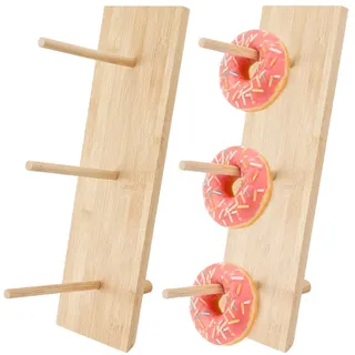 DICOSMETIC 2 Set Holz Donut Wand Display Stand Donuts Display Board Mit 3 Stück Wiederverwendbaren Dessert Tischbrett Doughnut Halter Für Weihnachts Hochzeits Und Geburtstagsfeier Tischdekoration