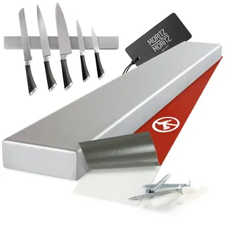 Moritz & Moritz Magnetleiste Messer selbstklebend 40cm - Messer Magnetleiste zum Kleben oder Bohren - Messerhalter Magnetisch aus Edelstahl - Messermagnetschiene für Küchenutensilien Werkzeug