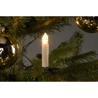 Trango 24-flammig 340047 Außen LED-Christbaumkerzen Outdoor Weihnachtskerzen warmweiß leuchtend – 24 Kerzen mit Stecksystem Außenbereich leuchtende Weihnachten - Christmas Candle LED auswechselbar