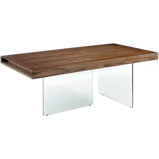 Angel Cerda Esstisch Esstisch Rechteckig Walnuss aus gehärtetes Glas 200/100/75 cm , Transparent, Walnussfarben , Holz, Glas , 200x75x100 cm , Esszimmer, Esstische