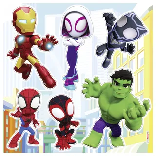 KOMAR Spidey and His Amazing Friends on Adventures - Wandsticker, Wandtattoo, Wandaufkleber, Marvel - Größe 33x33 cm - selbstklebend, Bunt