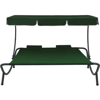 vidaXL Sonnenliege mit Sonnendach und Kissen Grün - Grün