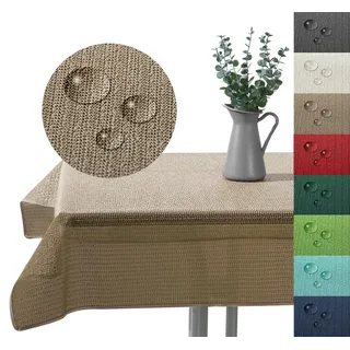 Outdoor Tischdecke Gartentischdecke wasserfest wetterbeständig rutschfest waschbar Outdoortischdecke Weichschaum Garten Balkon Camping Party Tischdeko Typ883 Cappuccino 130x160 cm eckig