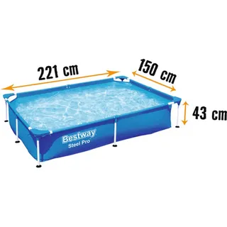 BESTWAY Steel Pro Frame Pool 221 x 150 x 50 cm inkl. Reparaturset