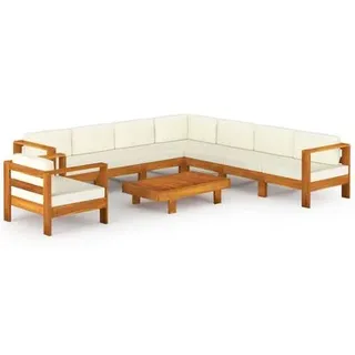vidaXL Garten-Lounge-Set 9-tlg. braun/cremeweiß