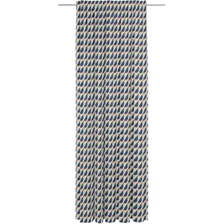 Vorhang ADAM "Circles" Gr. 1, bunt (hellblau, orange, dunkelblau), B:142cm H:145cm, Jacquard, Baumwolle, Gardinen, Vorhang, aus 100% Bio-Baumwolle