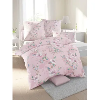 Bettwäsche BIBERNA Gr. 1, rosa (altrosé, bedruckt), B/L: 135cm x 200cm, Renforcé, B/L: 80cm x 80cm, 2 Stk., Renforcé, 100% Baumwolle, Bettwäsche, Bettwäsche