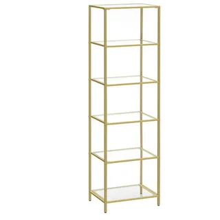 Hansiro Glasregal Singapore , Goldfarben , Glas , 40x177.3x30 cm , Wohnzimmer, Regale, Wandboards