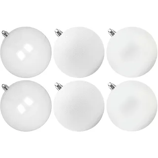 Benjia Weihnachtskugeln Groß Aussen, Dekokugel Wetterfeste Riesen Große Gross XXL Outdoor Draußen Draussen Kunststoff Weihnachtskugel Christbaumkugeln Kugeln Weihnachten (10cm/6STK, Weiss)