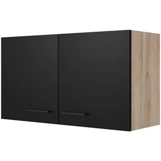 FlexWell Küchenoberschrank , Schwarz, Eichefarben , Metall , 1 Fächer , einzeln stellbar , 100x54.8x32 cm , Made in Germany , individuell planbar, Zusatzausstattung erhältlich, hängend , Küchen, Küchenmöbel, Küchenschränke, Küchenoberschränke