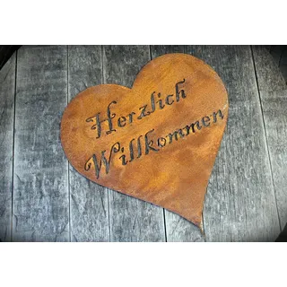 Gartenstecker Herz Edelrost groß