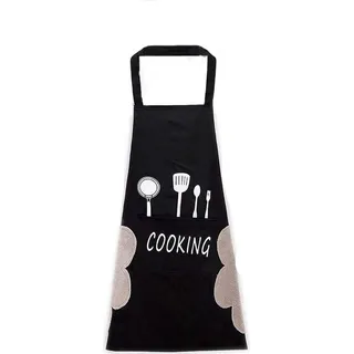 Verstellbare Kochschürze mit Taschen, wasserdicht, schwarz 70x65 cm