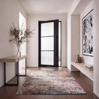 SAFAVIEH Zeitgenössische Teppich für Wohnzimmer, Esszimmer, Schlafzimmer - Madison Collection, Kurzer Flor, Schwarz und Gold, 122 X 183 cm