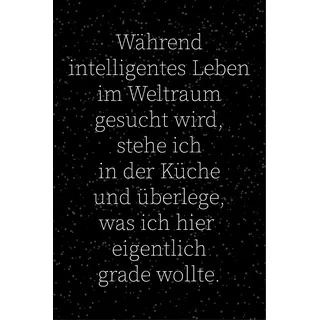 queence Wanddekoobjekt »Weltraum und Küche« Stahlschild, Blechschild, Spruch, Witzig, Wanddeko, retro, 20x30cm, schwarz