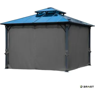 Brast Pavillon Aluminium Pagode 3,5 x 3,5 m inkl. Moskitonetz Dunkelgrau