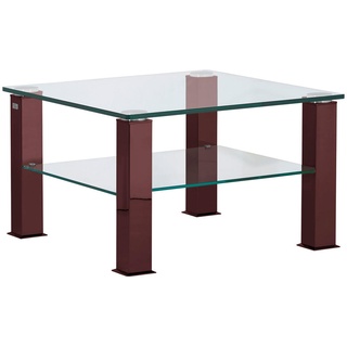 Xxxl Couchtisch , Rot, Schwarz , Metall, Glas , quadratisch , eckig , 75x42.5x75 cm , Wohnzimmer, Wohnzimmertische, Couchtische, Couchtische Glas