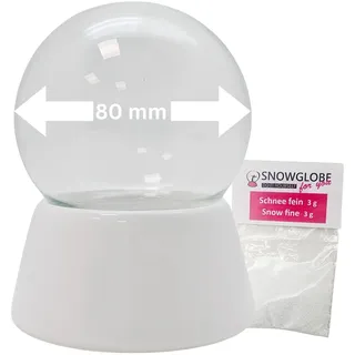 80mm Do it Yourself Schneekugel mit Glaskugel und Porzellansockel mit 1 x Schnee | B: 80mm H: 95 mm | 40019