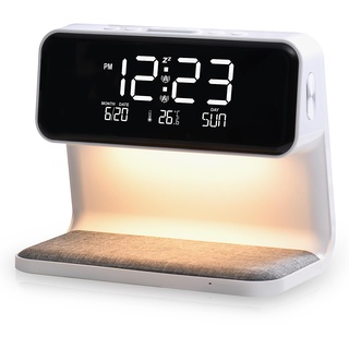 WILIT 10W Nachttischlampe mit Ladefunktion, Wake Up Licht Wecker Touch Dimmbar, Nachtlicht Tischlampe mit 3 Stufige Helligkeit für Schlafzimmer Wohnzimmer Büro