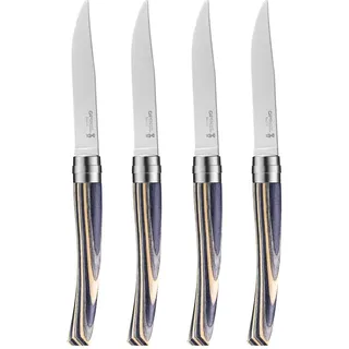 Opinel Table Chic Messer Set aus laminierter Birke in der Farbe Schwarz, enthält 4 Messer, Klingenlänge: 10 cm, 254628, Holz