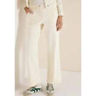 Weite Jeans CECIL "Style NEELE", Damen, Gr. 32, Länge 30, pearl beige, Denim/Jeans, Obermaterial: 92% Baumwolle, 6% Elastomultiester, 2% Elasthan. Futter: 52% Polyester, 48% Baumwolle, unifarben, normal lang, Jeans Weite Jeans, im 4-Pocket-Form und mit Stretch