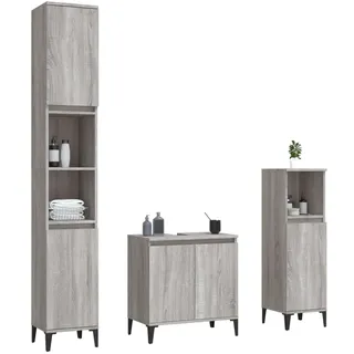 vidaXL Badmöbel-Set Modell 14 3-tlg. Grau Sonoma