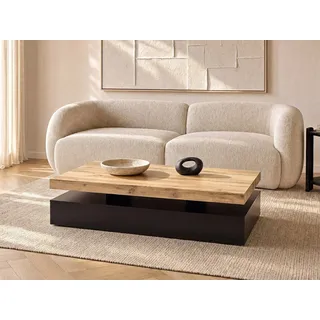 Couchtisch mit 2 Schubladen - MDF - Schwarz & Holzfarben hell - FELIX