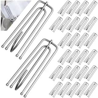 45 Stück Gardinenhaken Metall, 4 Zinken Vorhanghaken aus Edelstahl, Faltenhaken für Gardinen, Vorhang Haken zum Einhängen für Ringe & Schienen, Curtain Hooks für Vorhangzubehör