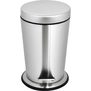 MSV Kosmetikeimer "Conic" Mülleimer Treteimer Abfalleimer - 5 Liter – mit herausnehmbaren Inneneimer - Silber - Silber