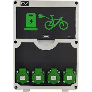Doktorvolt Fahrradladestation für E-bikes 12 Module 4x230V 4xRCBO Elektro Ladegerät Stromverteiler Ladepunkt für Stadt Parkplatz öffentlichen Bereich Stromverteiler Doktorvolt DV-2137