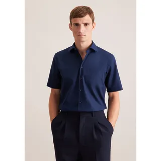 Businesshemd SEIDENSTICKER "Schwarze Rose", Herren, Gr. M40, normale Ärmellängen, blau (dunkelblau), 100% Baumwolle, unifarben, regular fit, gerader Abschluss, Hemden Businesshemd, Regular 1/2 Kentkragen Uni