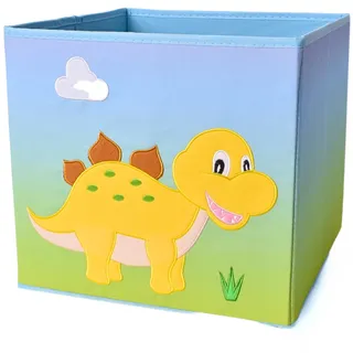TE-Trend Dinosaurier Motiv gelb Regal Aufbewahrungsbox Kinder Kinderzimmer Faltbox Aufbewahrungskorb bestickt als Spielzeugkiste für Mädchenzimmer mehrfarbig