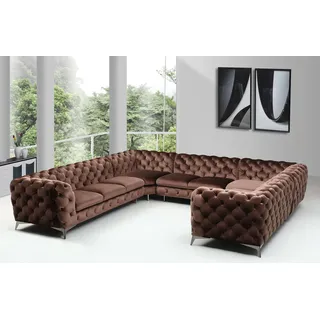 Designer Chesterfield Ecksofa Sofa Couch Polster U Form Sofas Sitz Eck Big XXL - Braun