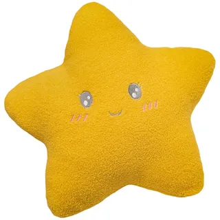 Ueiwffzo Kuschelkissen Kinder Sternkissen Flauschige Sternform Kinderkissen Plüschkissen, Sternkissen Dekokissen für Kinderzimmer Mädchen Jungen (Gelb,offene Augen)