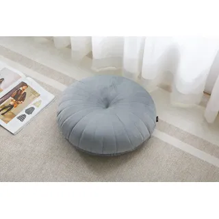 MolynnChic Bodenkissen & Meditationskissen rund, großes Dickes Sitzkissen für Erwachsene, Samt Yoga Bodenkissen 45,7 cm (Grau)