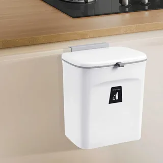 Abfalleimer 9 l - Hänge-Mülleimer - Wandmontage & hängend - Ausziehbar - PP-Kunststoff - Für Küche, Wohnmobil & Bad - Weiß